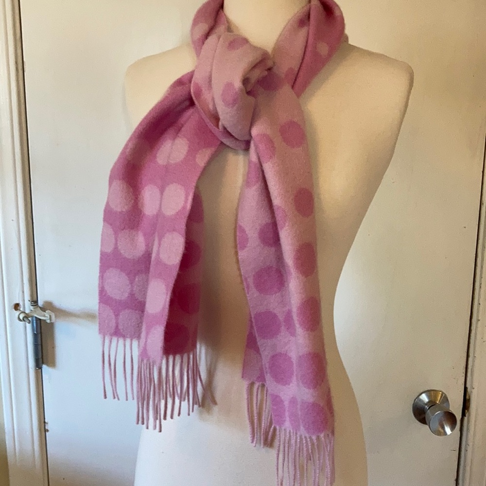 Gap 100% cashmere pink polka dot scarf
